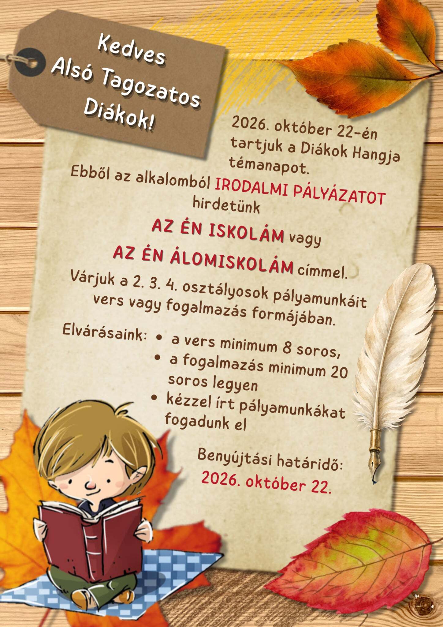 Irodalmi pályázat alsósoknak